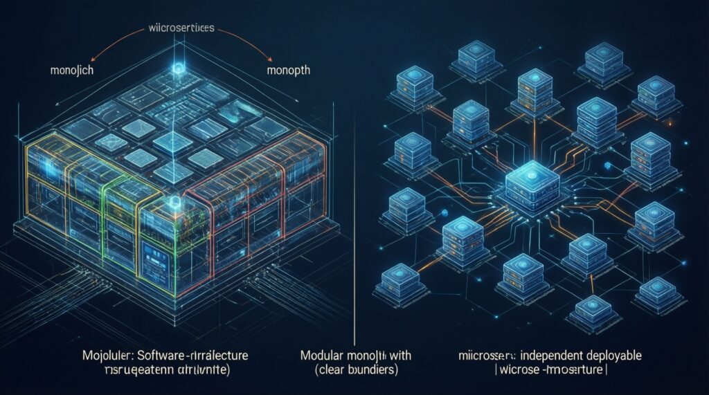 Архитектура приложений для начинающих: монолит, микросервисы, модульный монолит - иллюстрация